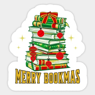 Merry Bookmas Gold Stack of Books Sticker